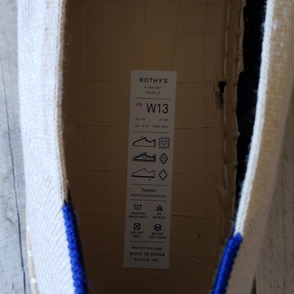 ROTHY'S The Espadrille Boardwalk Flats Ivory Black Women's - Size 13 - Picture 5 of 5